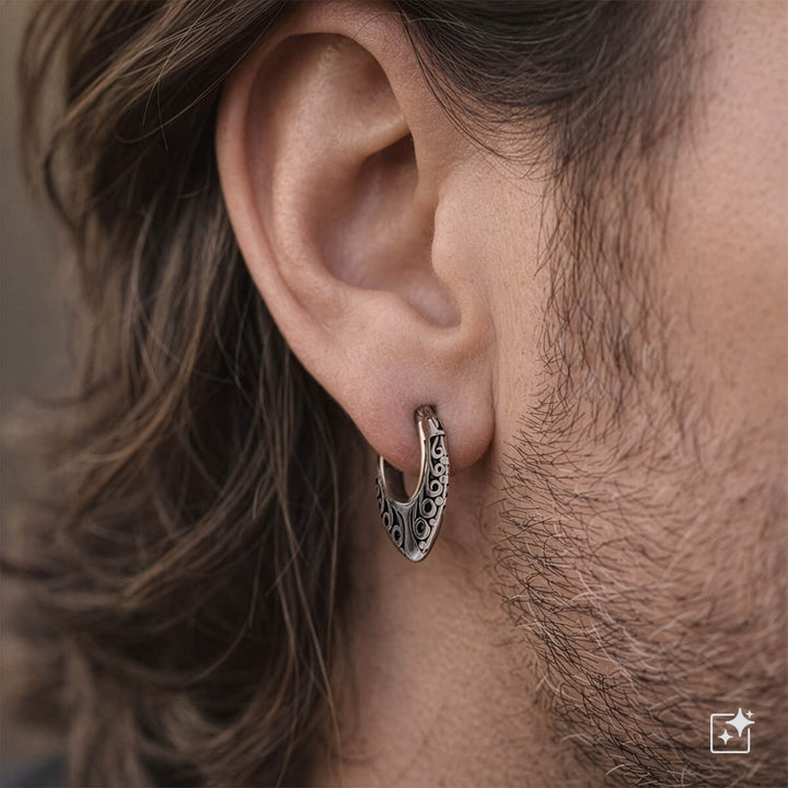 V-muotoinen korvarengas 10mm – Kuvioitu kirurginteräs (316L)