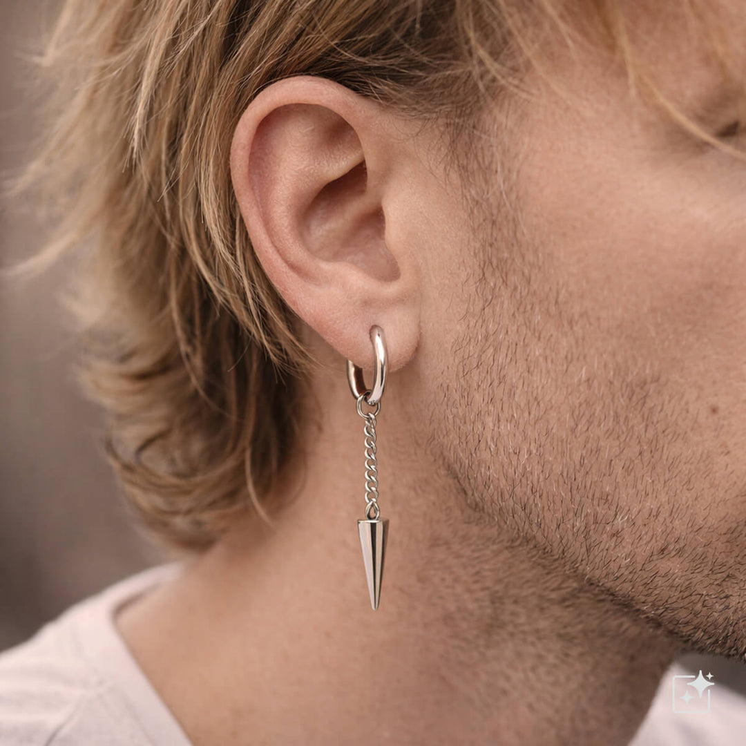 Chain spike earrings – surgical steel (316L)