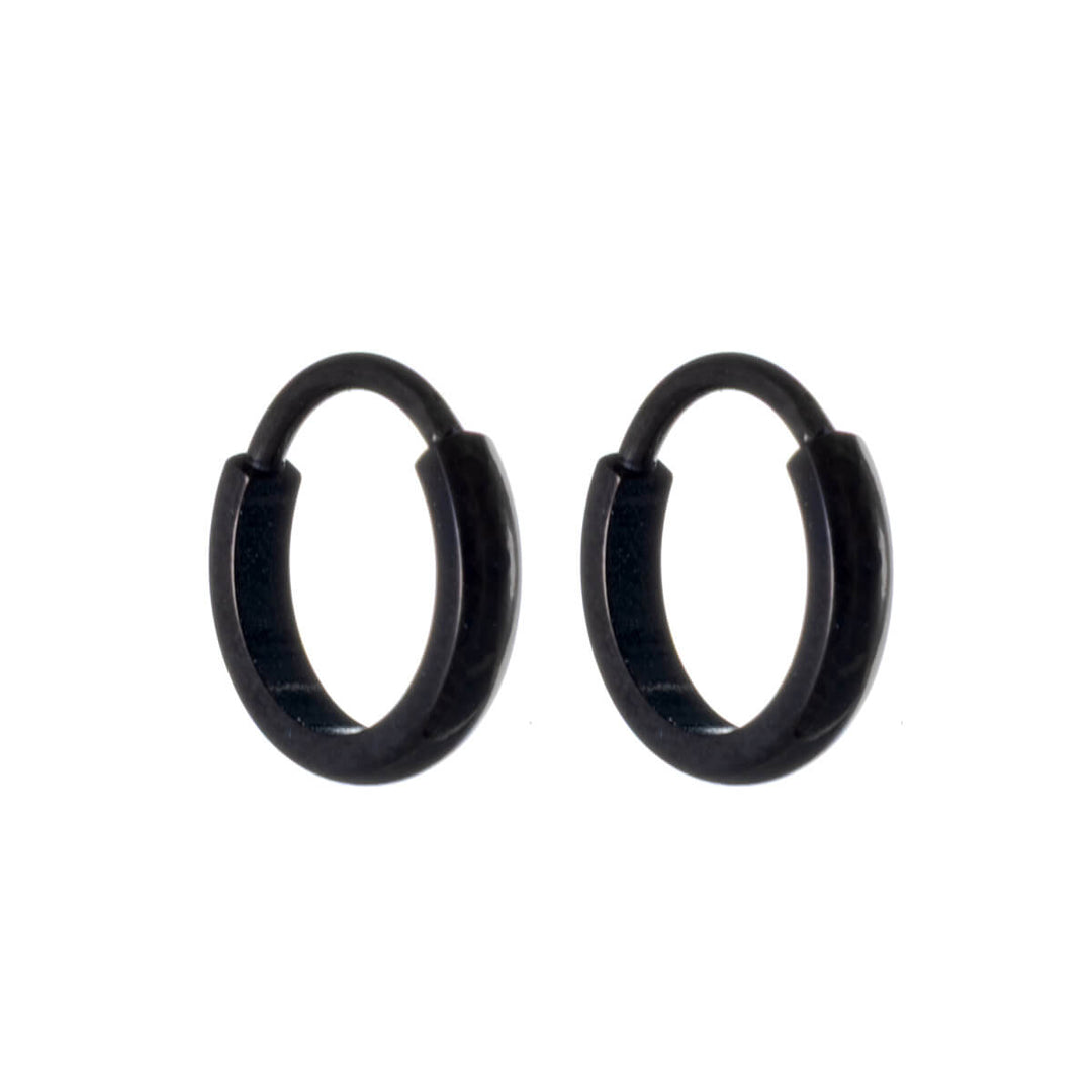 Thin Black Titanium Ear Rings – PVD (G23)