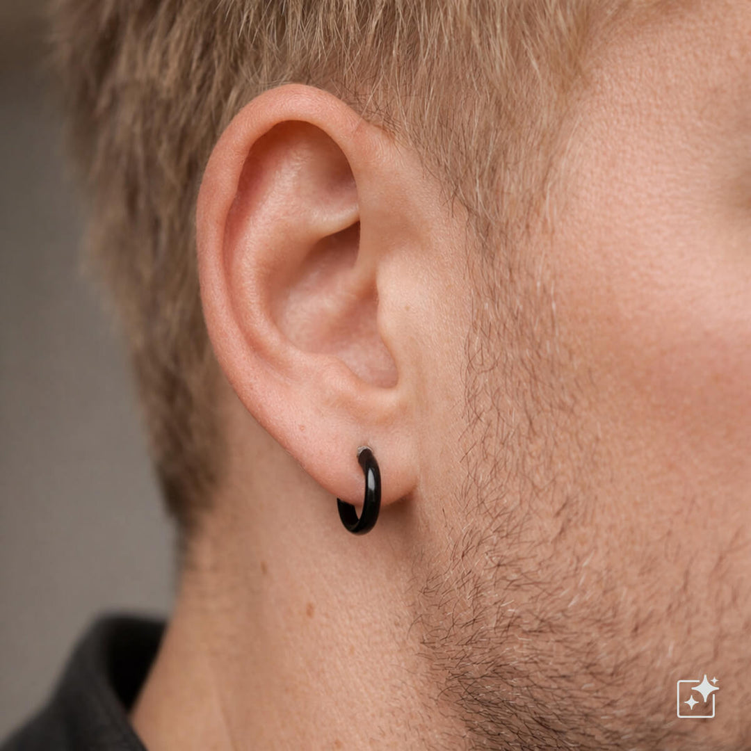 Thin Black Titanium Ear Rings – PVD (G23)