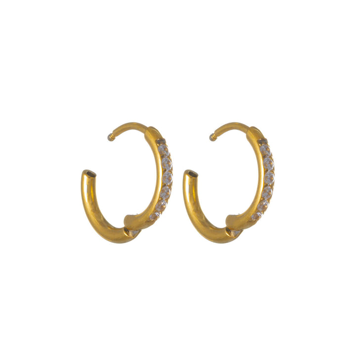 Gold Titanium Zirconia Earrings – Pavé (G23)