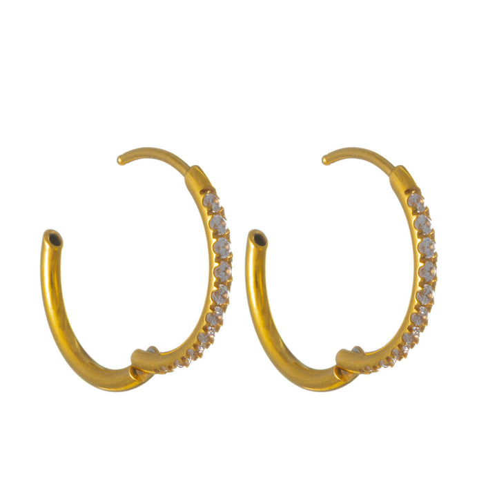 Gold Titanium Zirconia Earrings – Pavé (G23)