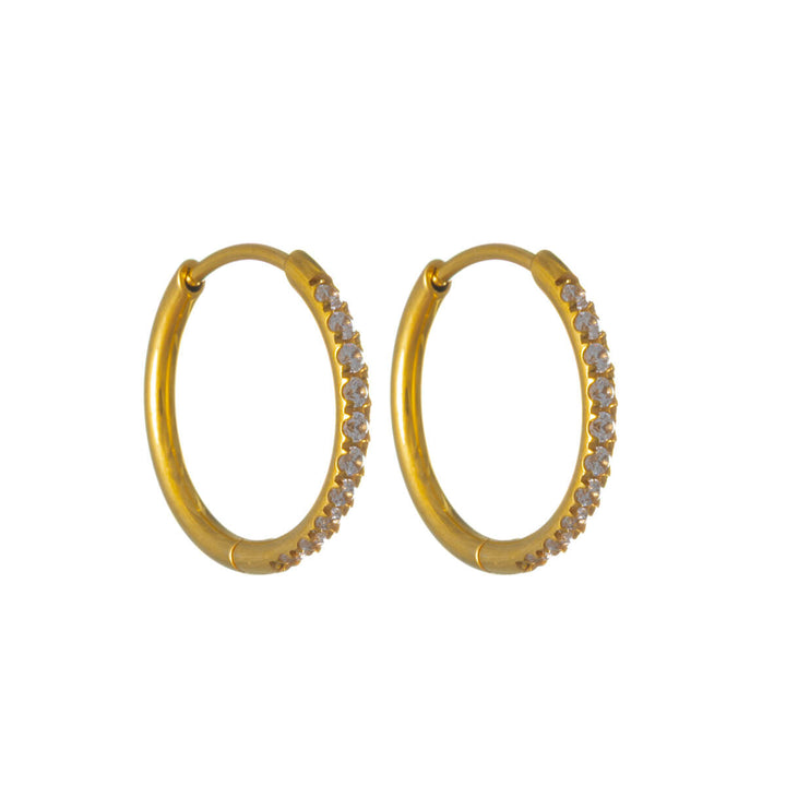 Gold Titanium Zirconia Earrings – Pavé (G23)