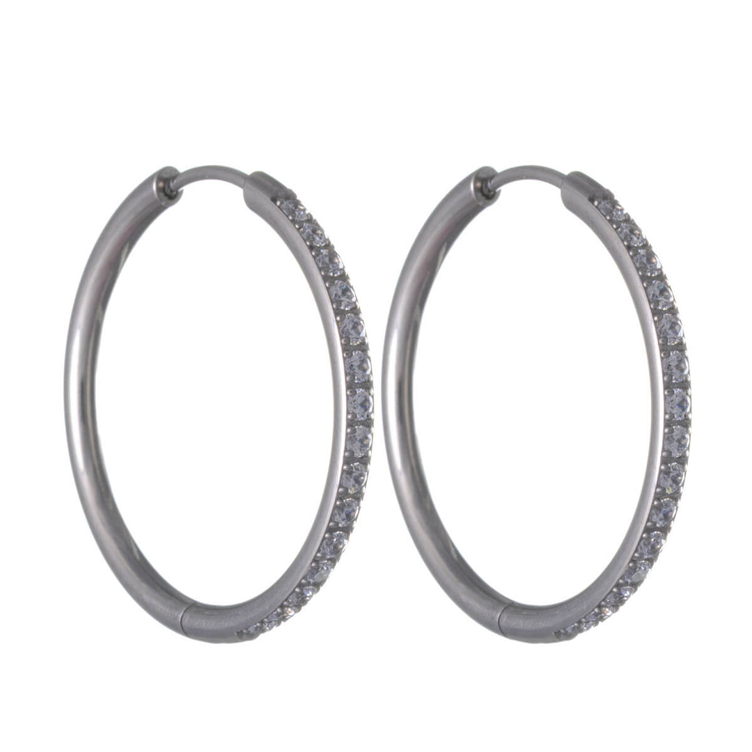 Titanium Zirconia Ear Rings 2cm – Pavé (G23)