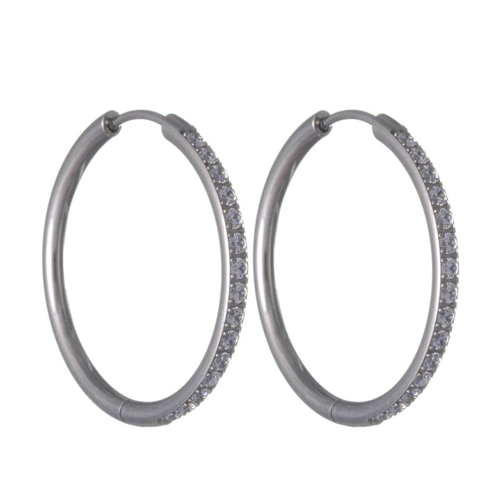 Titanium Zirconia Ear Rings 2cm – Pavé (G23)