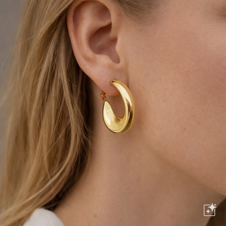 Thick ear hoops – wavy design (316L surgical steel)