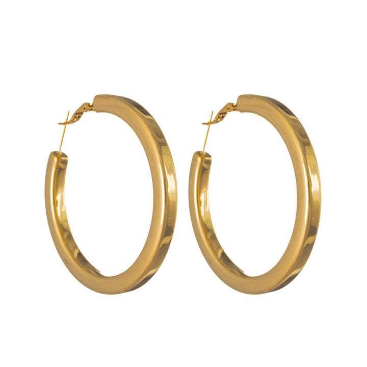 Large, angular hoop earrings – 5 cm square tube (316L surgical steel)