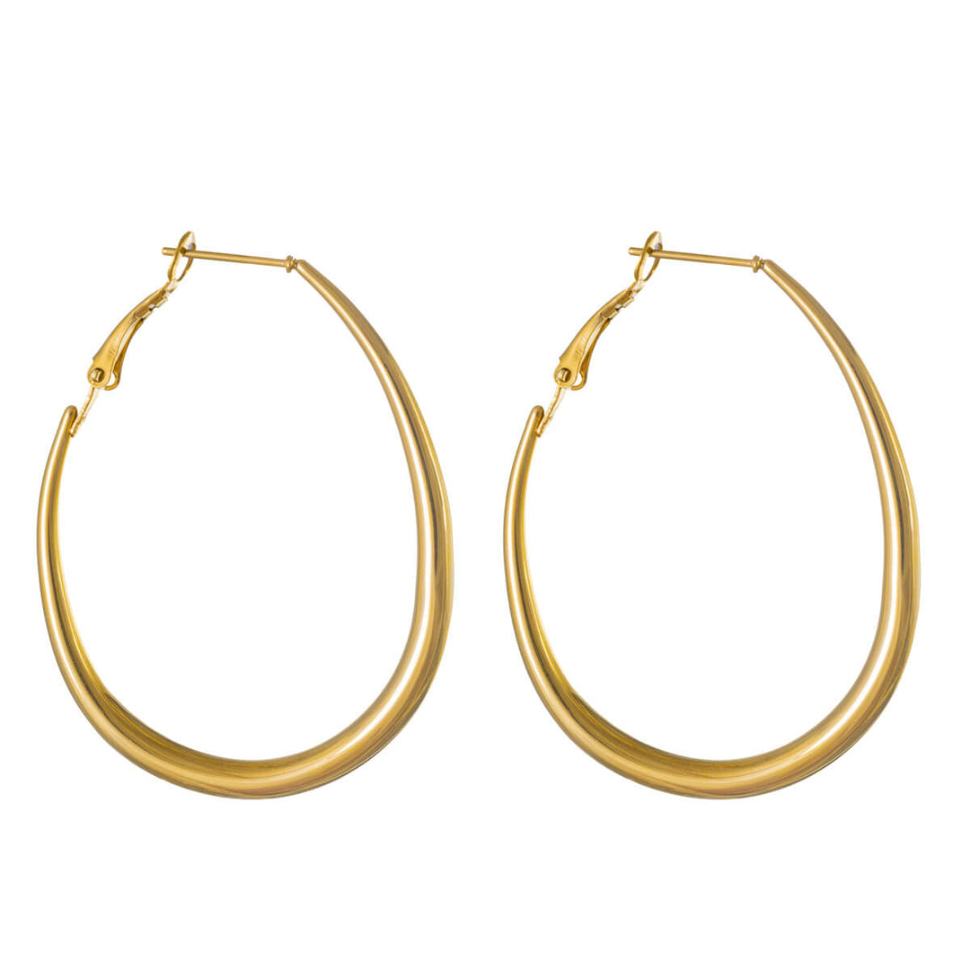 Teardrop-shaped hoop earrings – delicate design, 4 cm (316L surgical steel)