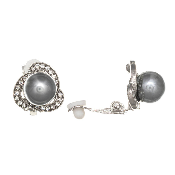 Sparkling pearl clip earrings