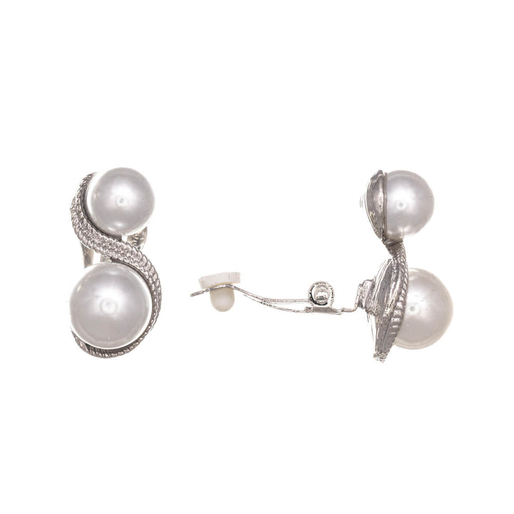 Double pearl clip earrings