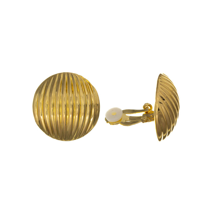 Round flats Clip-on earrings striped surface