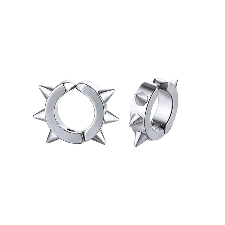 Steel ring Clip-on earrings with spikes (Steel 316L)