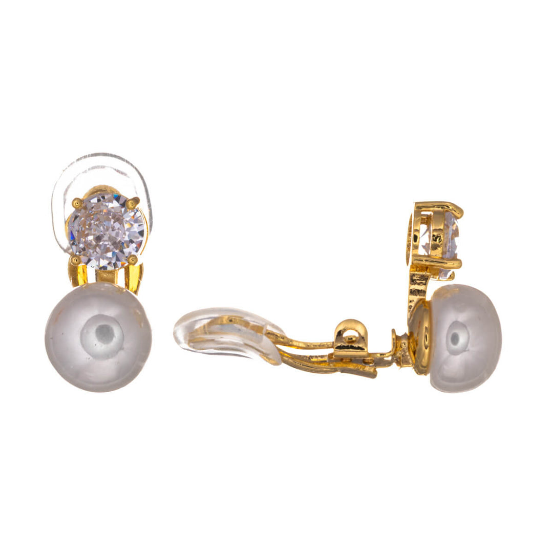 Clipsörhängen med runda zirkoniapärlor