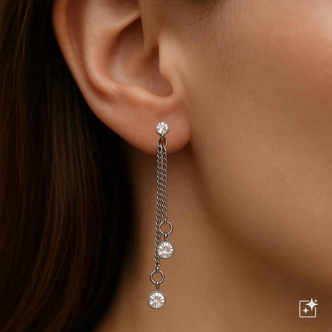 Roikkuvat ketju klipsikorvakorut kivillä