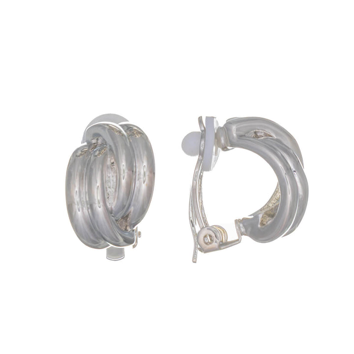 Böjda, flätade örhängen med halvrund klämfäste