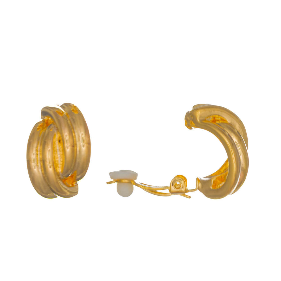 Böjda, flätade örhängen med halvrund klämfäste