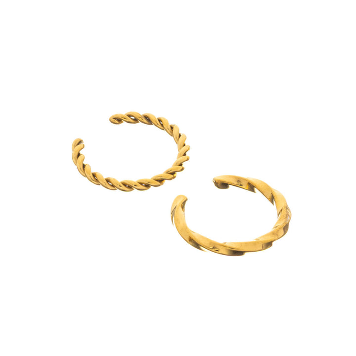 Texturerad ring öronmanschett med broskrör 2st (Stål 316L)