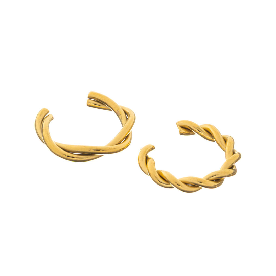 Kuvioitu rengas ear cuff rustokoru 2kpl (Teräs 316L)