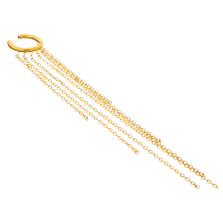 Long chains ring ear cuff with cartilage (Steel 316L)