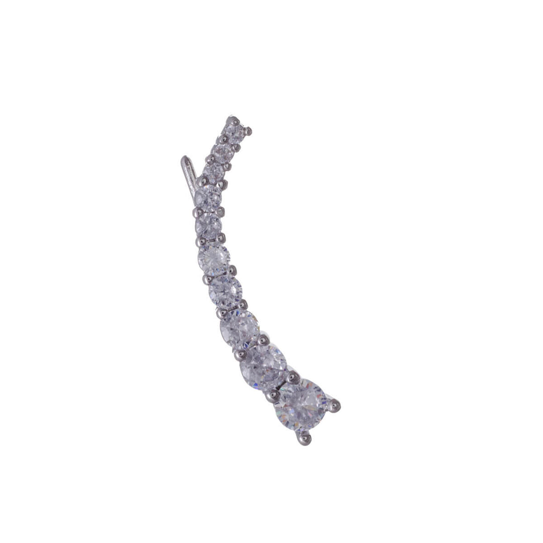Curved zirconia row second ear earring