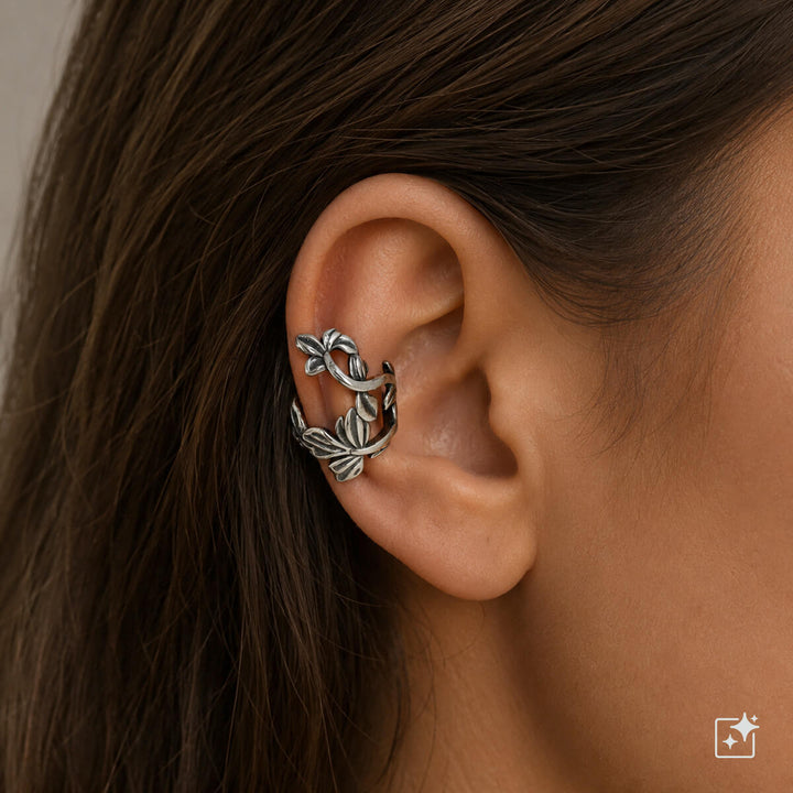 Leaf-shaped ear cuff (316L surgical steel)