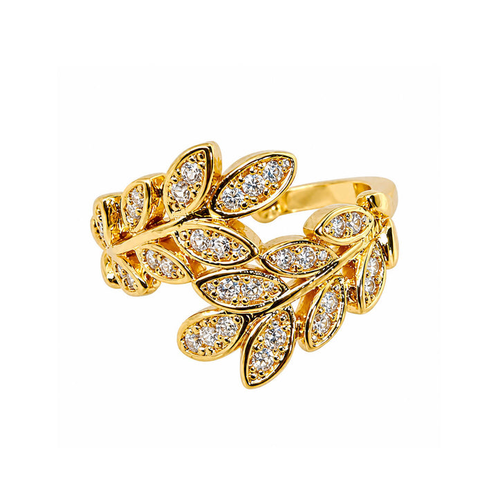 Zirconia-embellished leaf vine ear cuff