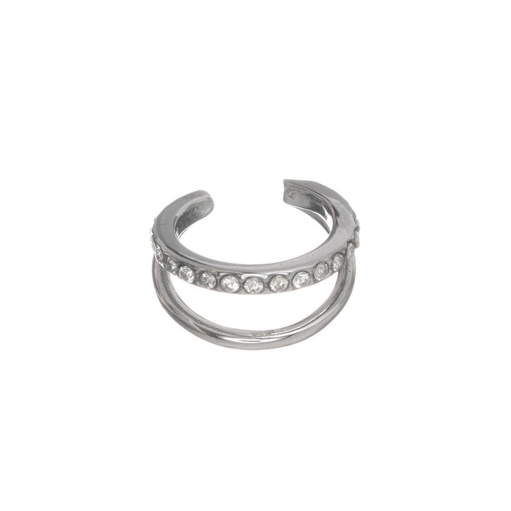 Ear cuff med två rader zirkoner (316L-stål)
