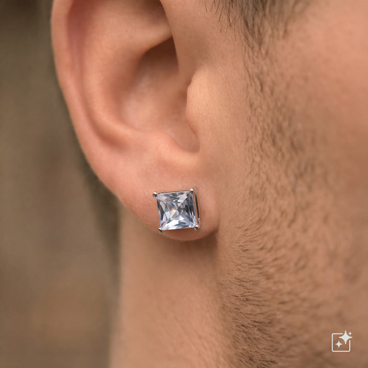 Zirconia square magnet earrings 8mm (Steel 316L)