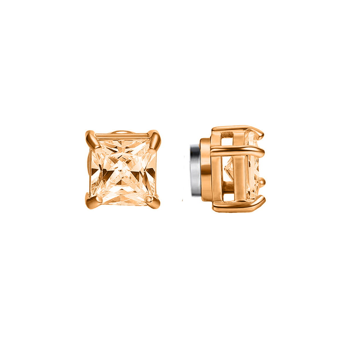 Zirconia square magnet earrings 8mm (Steel 316L)