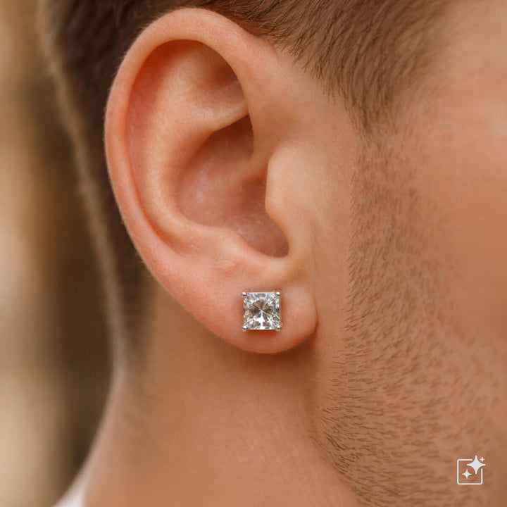 Zirconia square magnet earrings 6mm (Steel 316L)