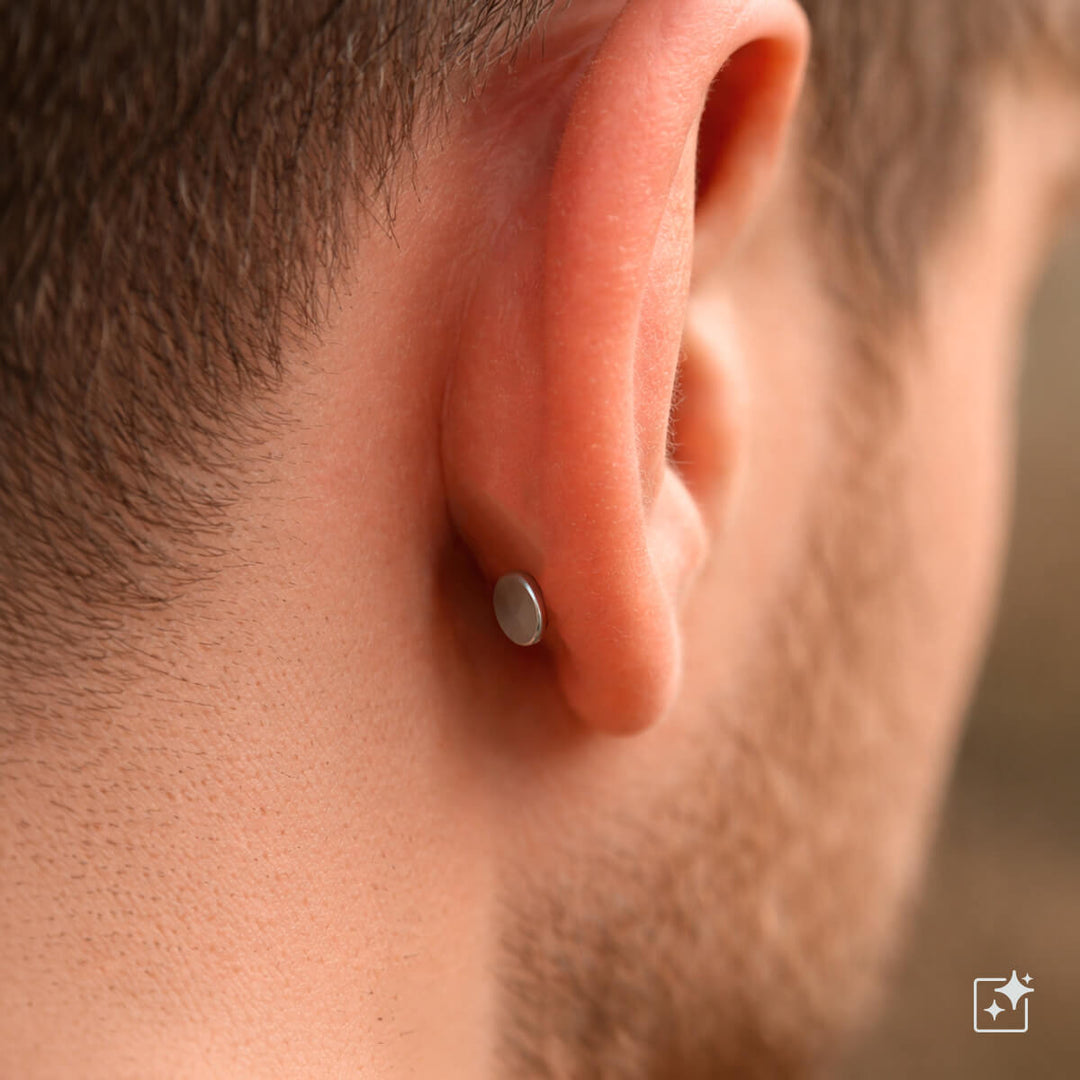 Zirconia square magnet earrings 6mm (Steel 316L)