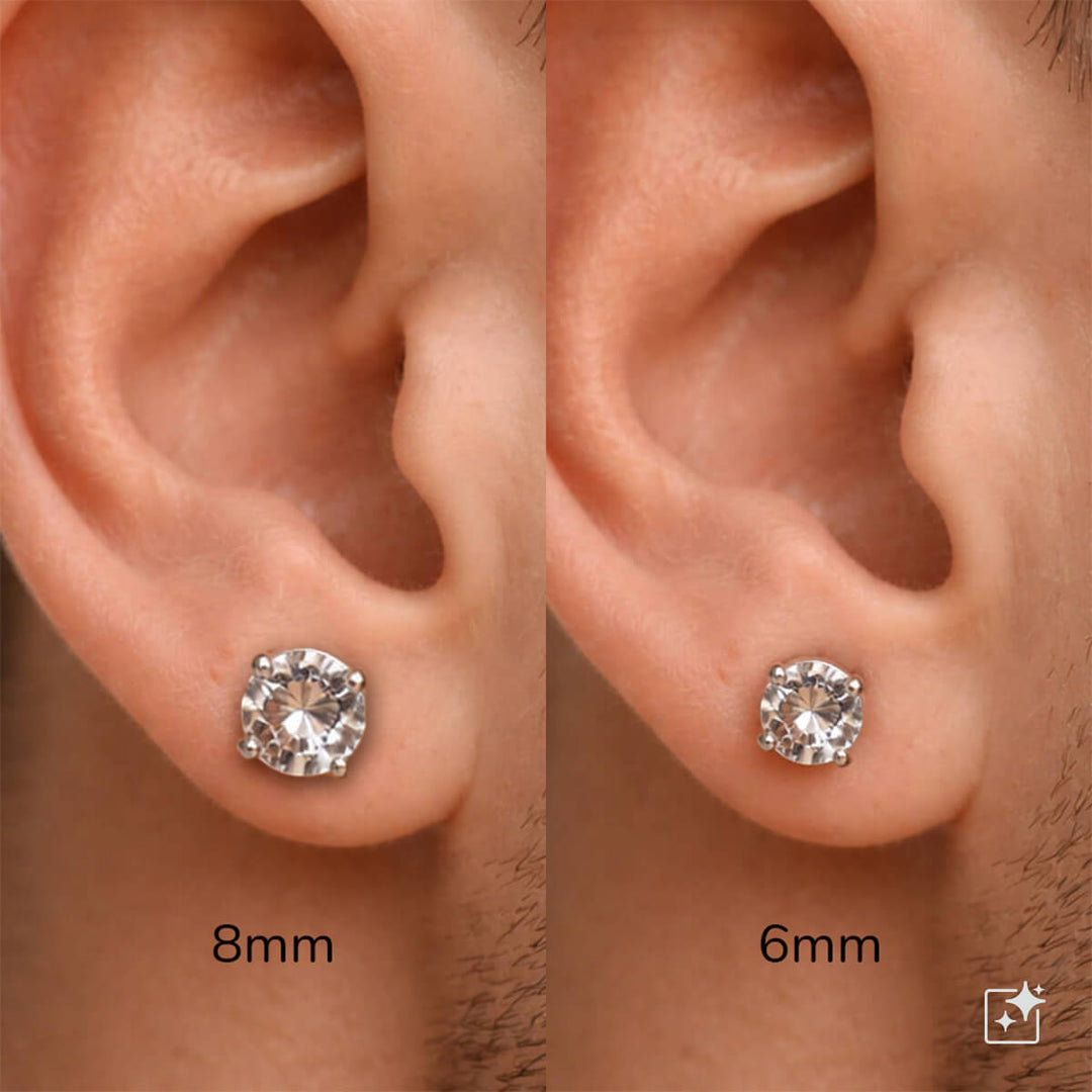 Round zirconia magnet earrings 8mm (steel 316L)
