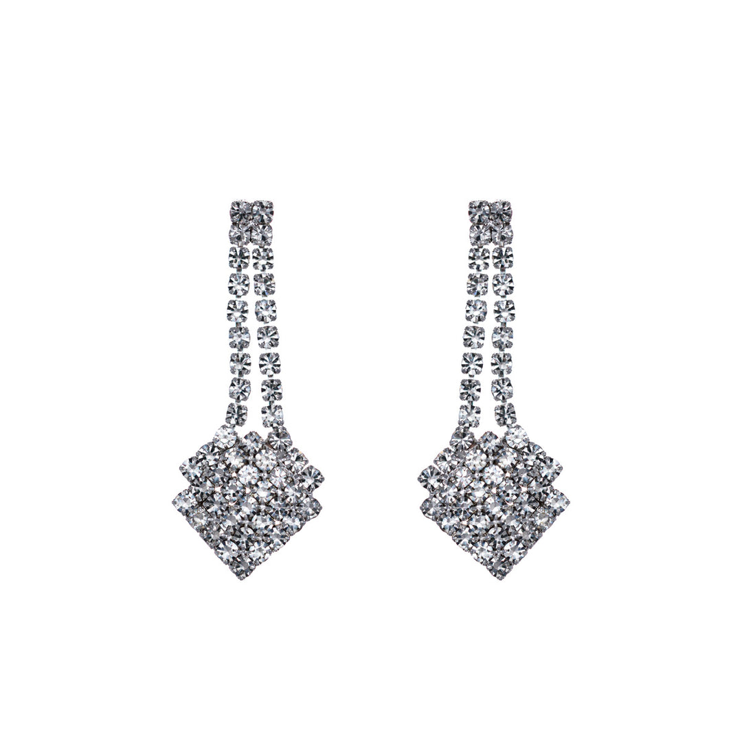 V-shaped rhinestone festive necklace + earrings