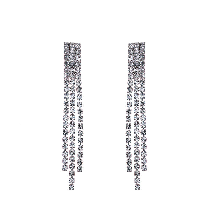 V-shaped rhinestone festive necklace + earrings