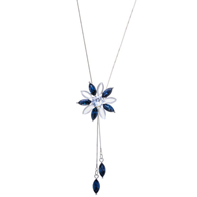 Long festive necklace glittering flower