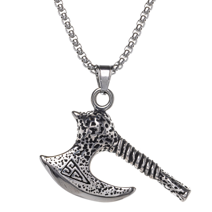 Decorative patterned Viking axe pendant (Steel 316L)