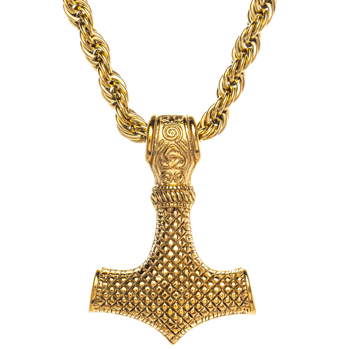 Gold Mjölnir Thor's hammer pendant necklace (Steel 316L)