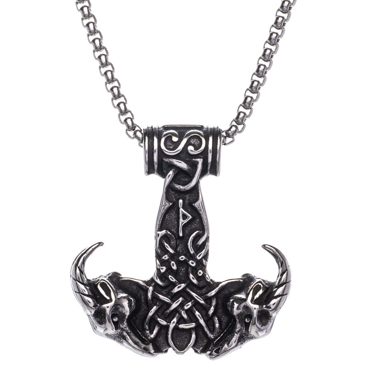 Getskalle Tors hammare Mjölnir hängande halsband (Stål 316L)