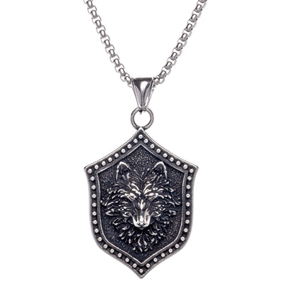 Fenrirsudenkopf shield pendant necklace (Steel 316L)
