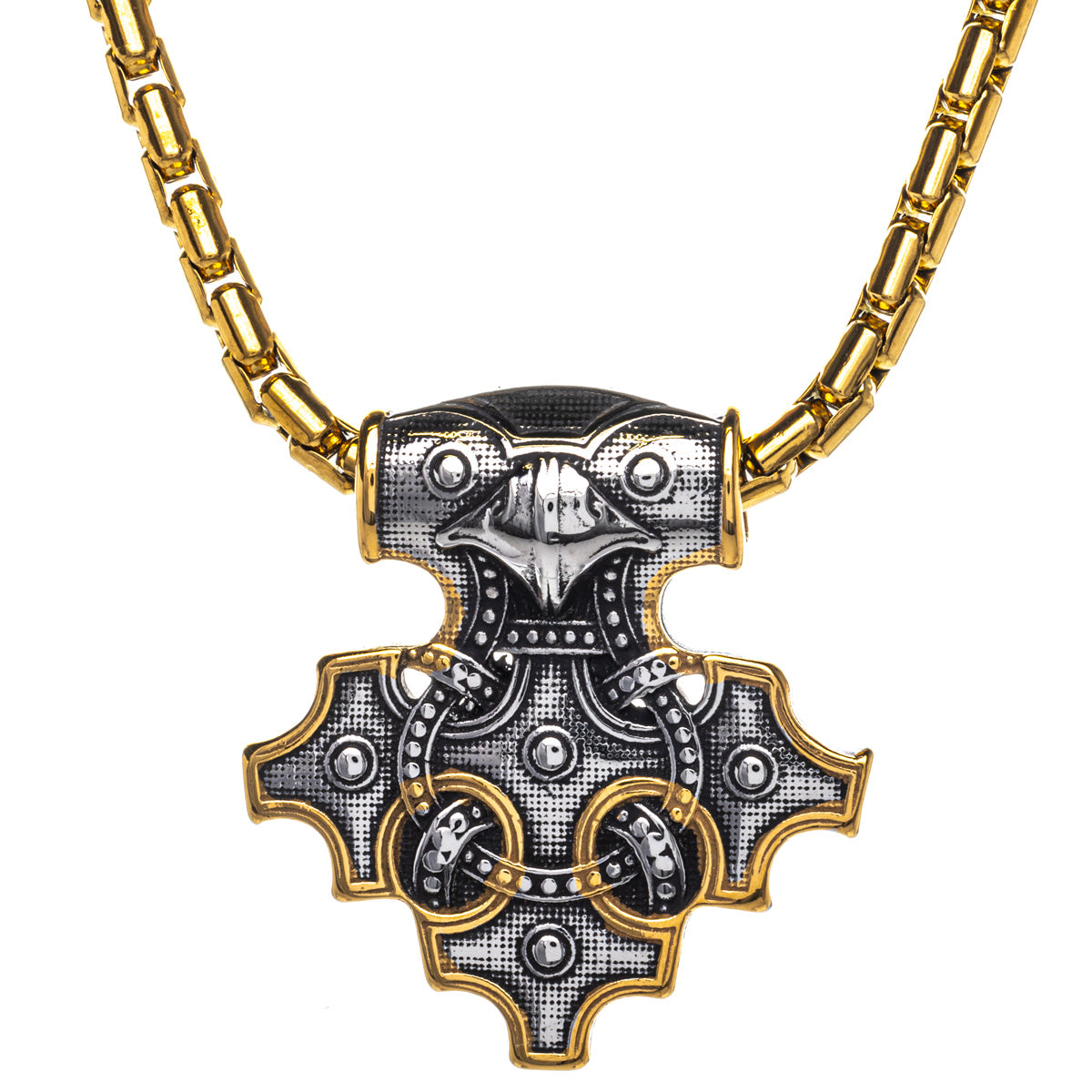 Odin's raven Thor's hammer pendant necklace (Steel 316L)