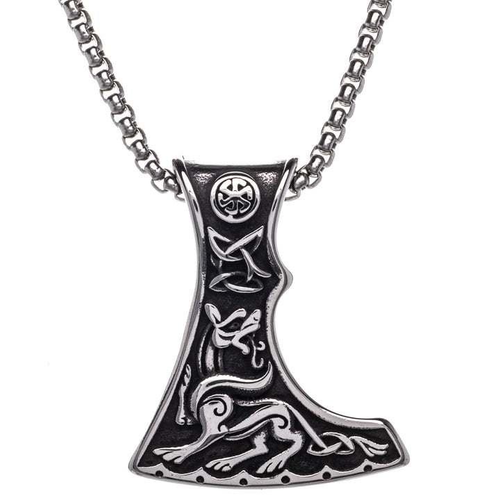 White Eagle-Fenrir axe pendant necklace (Steel 316L)