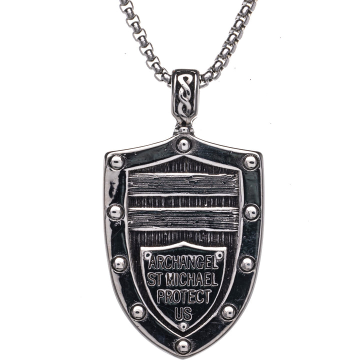 St Michael's shield pendant necklace (Steel 316L)