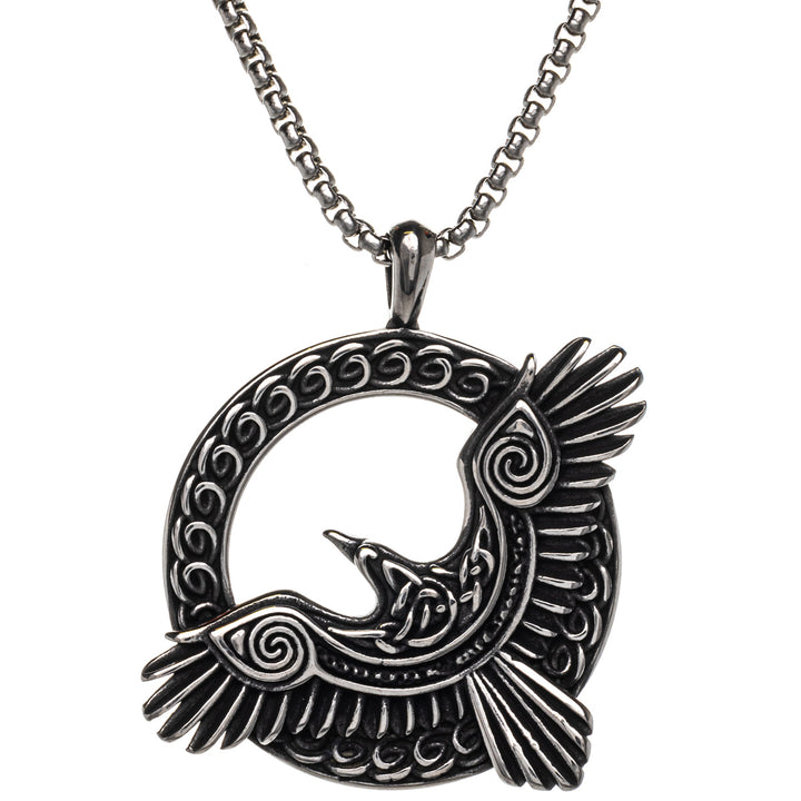 Hugin & Munin korgar hängande halsband (Stål 316L)