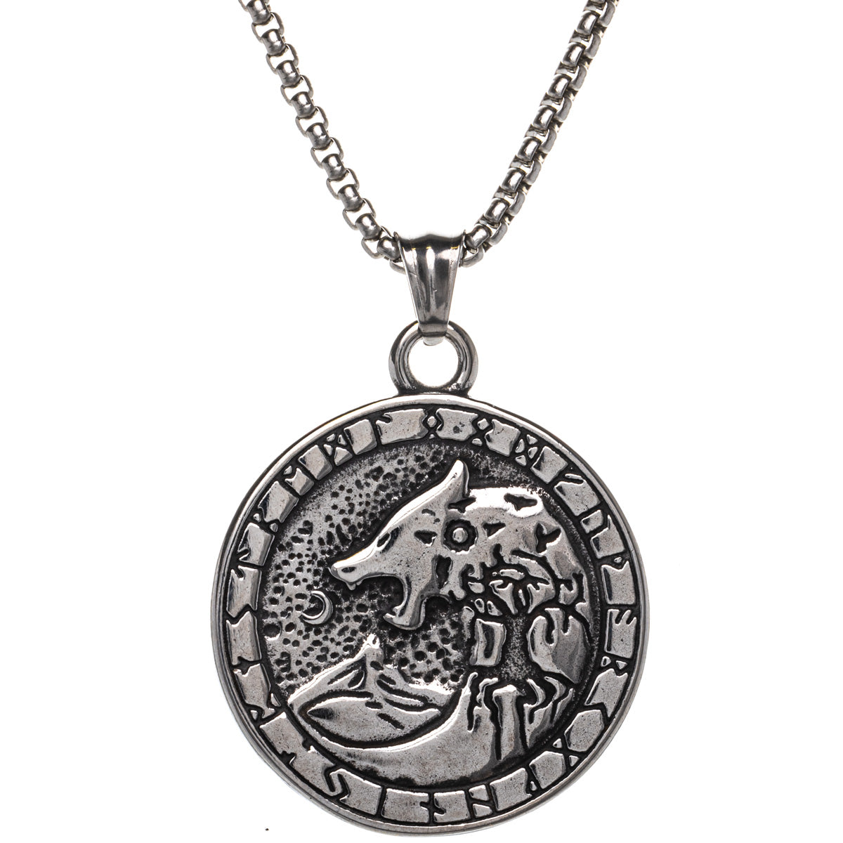 Two-tone Fenrir wolf pendant necklace (Steel 316L)
