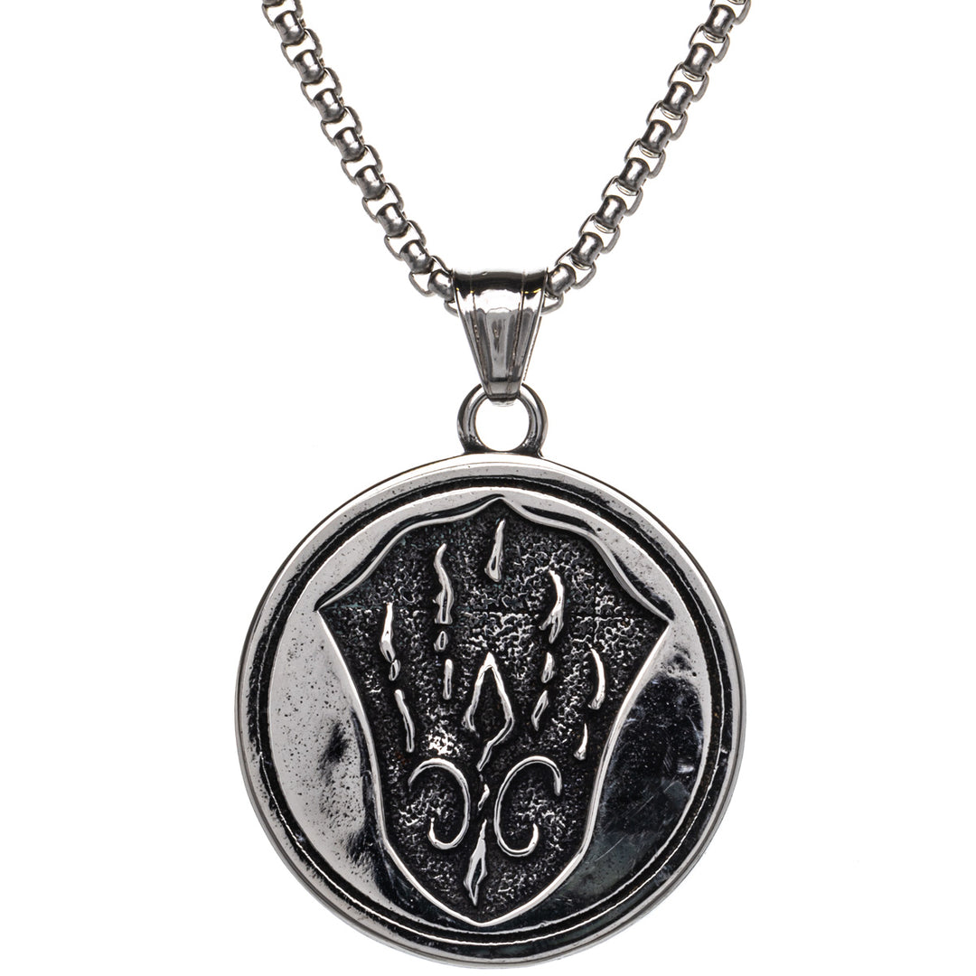 Fenrir varg hängande halsband med stenar (Stål 316L)