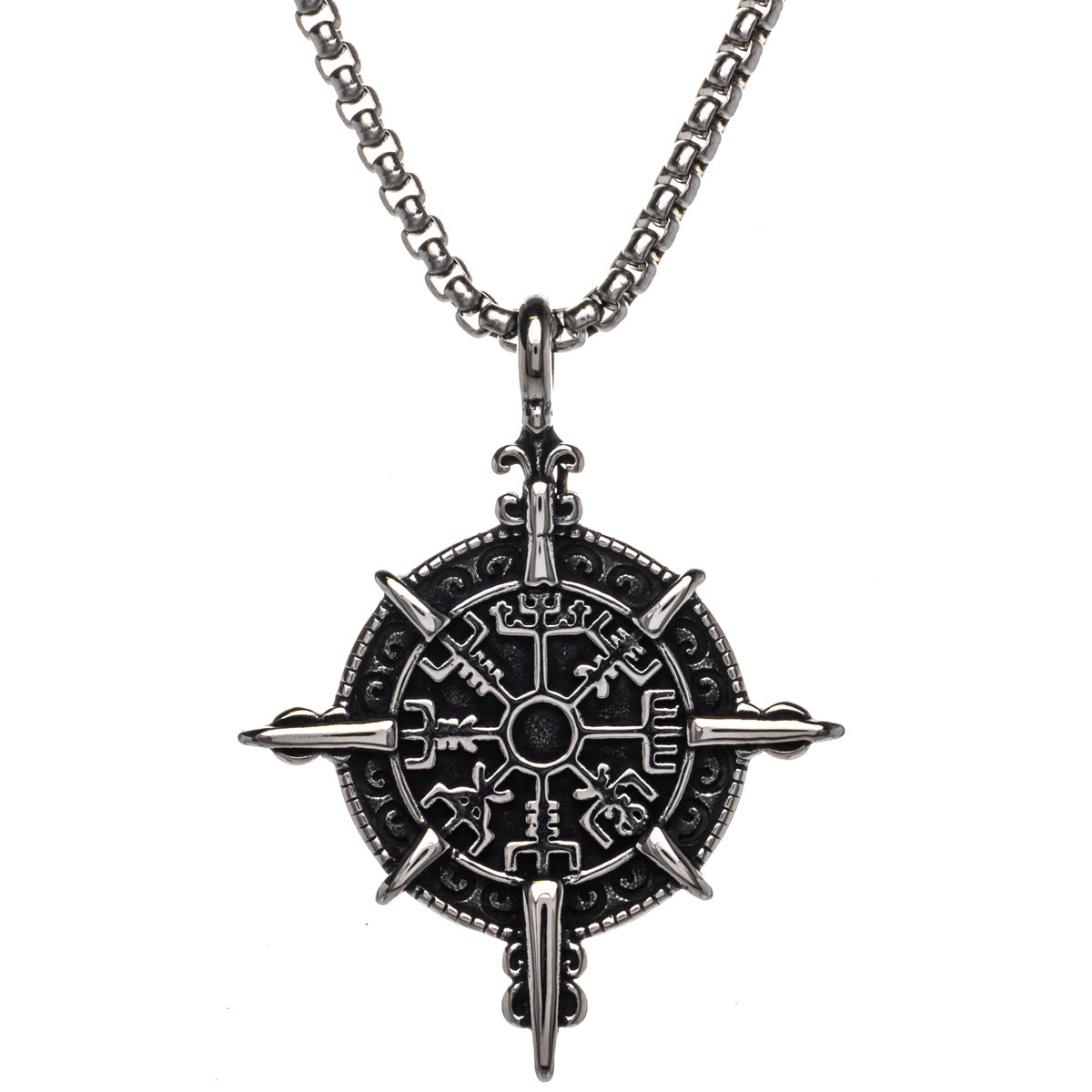 Viking compass Vegvísi pendant necklace (Steel 316L)