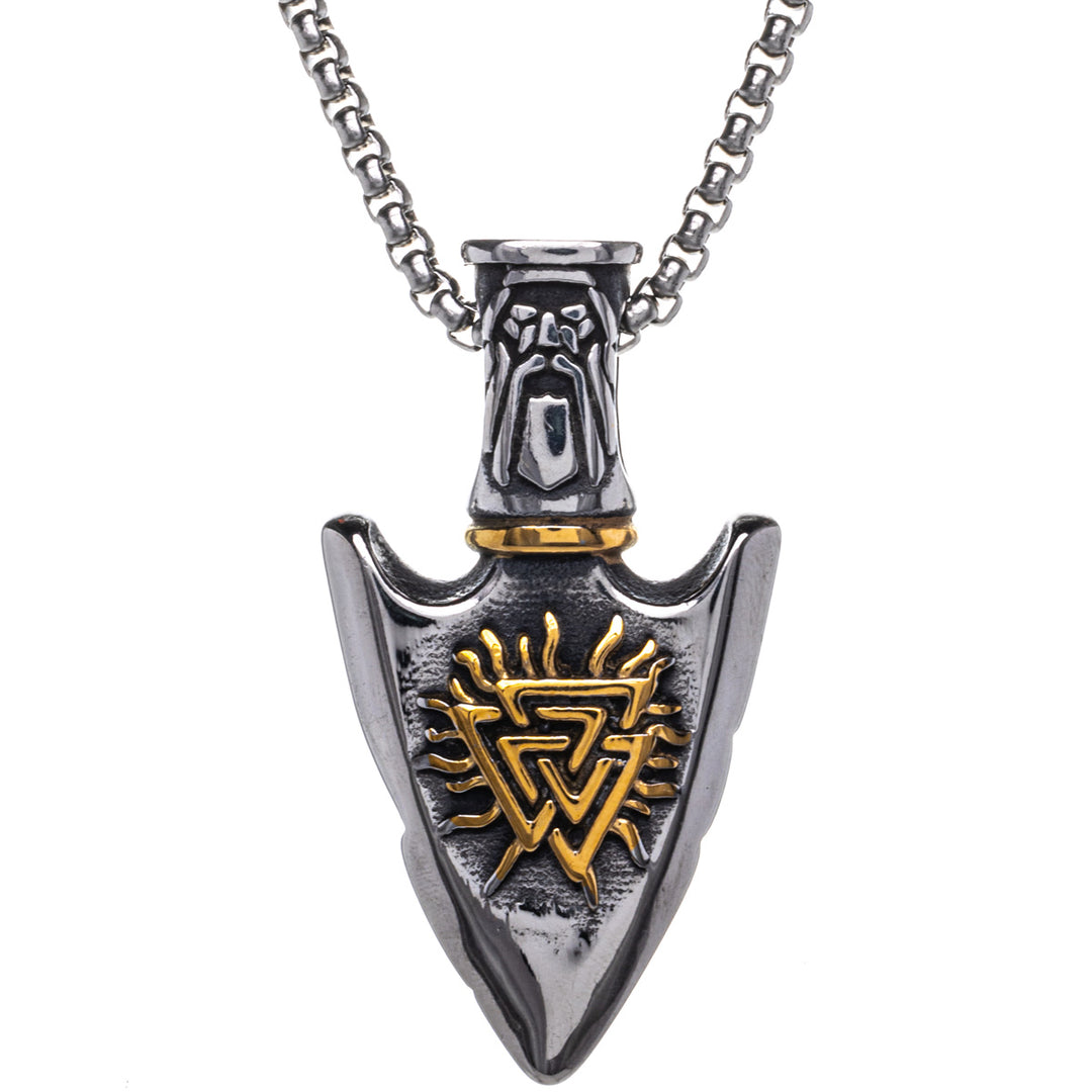 Gungnir Vegvísir spjut-halsband med hänge (Stål 316L)