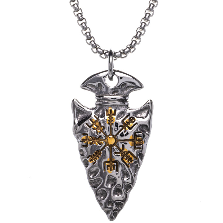 Gungnir Vegvísir spearhead pendant necklace (Steel 316L)