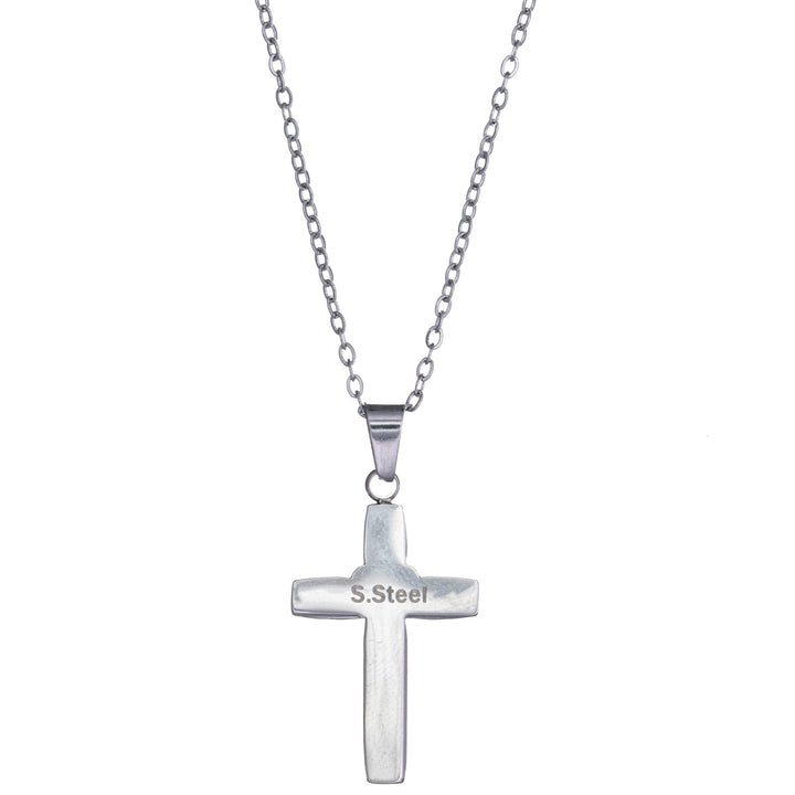 Glittering cross pendant necklace 42cm +5cm (Steel 316L)