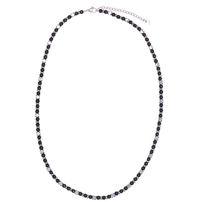 Halsband med glaspärlor i stål med stålkedja 50cm +5cm (Stål 316L)